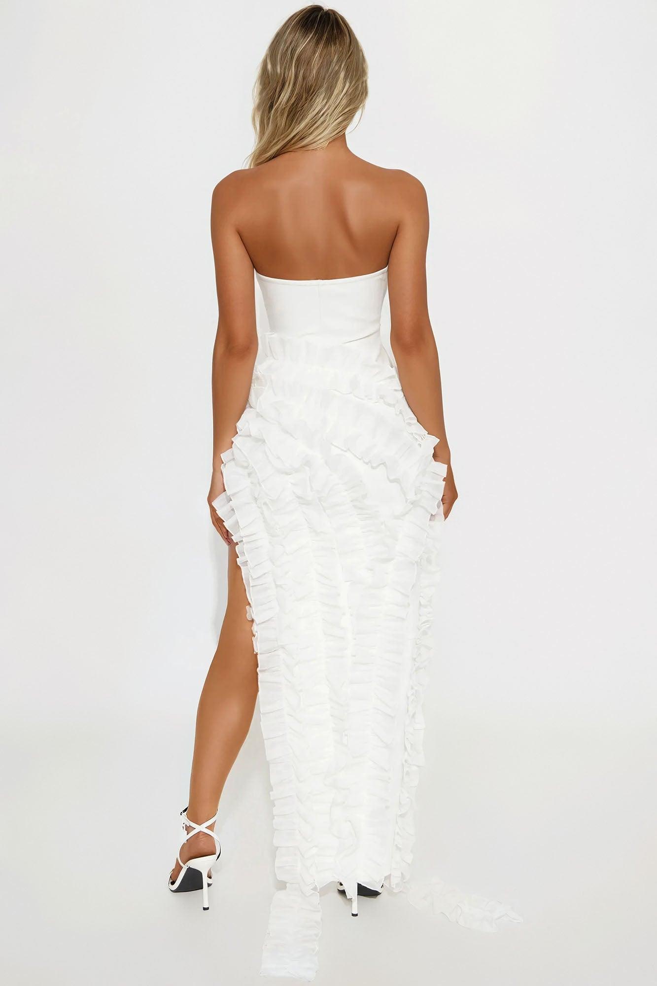 All Mine Ruffle Bandage Maxi Dress - White Product Image