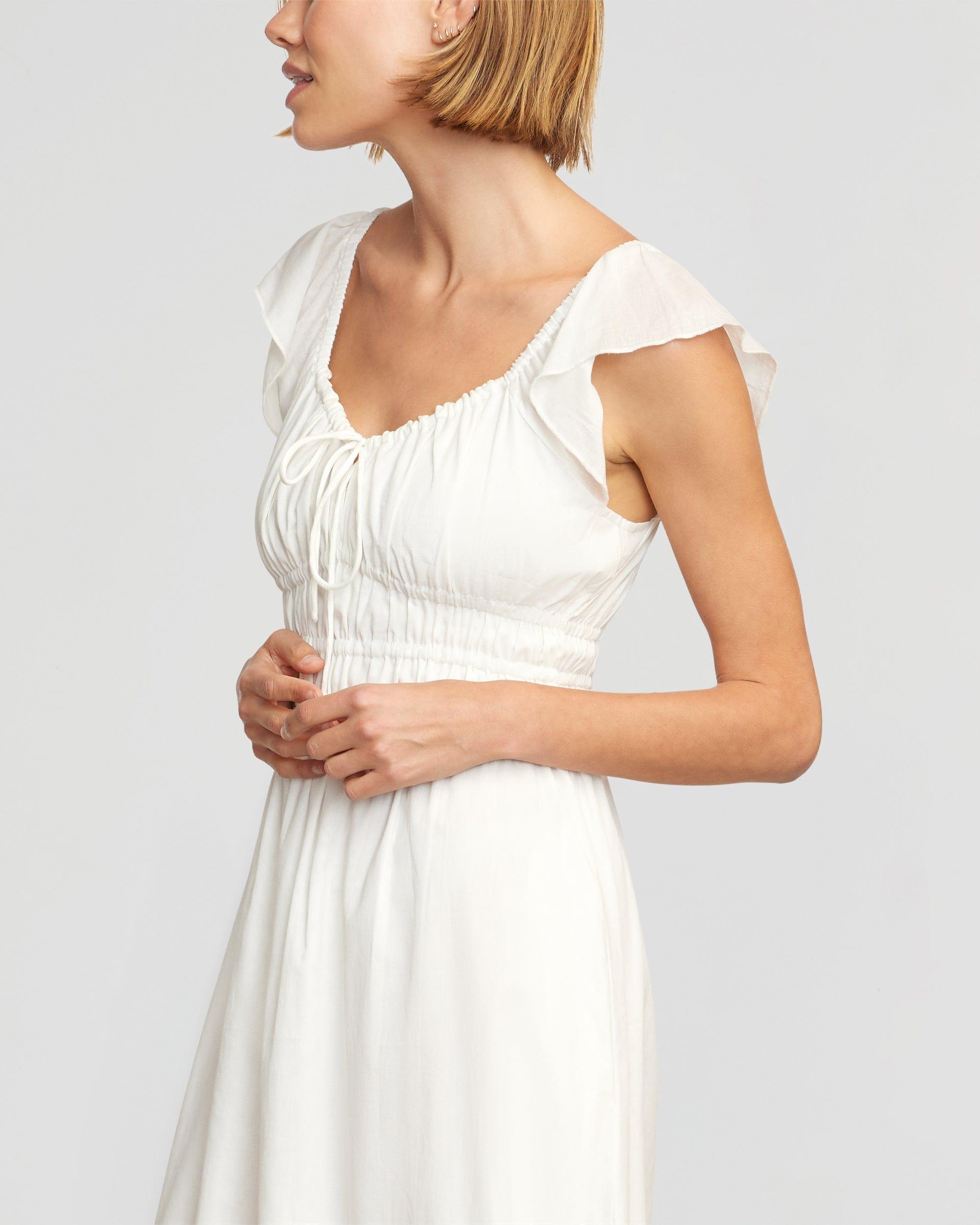 Mirae Shirred Flutter-Sleeve Dress Product Image