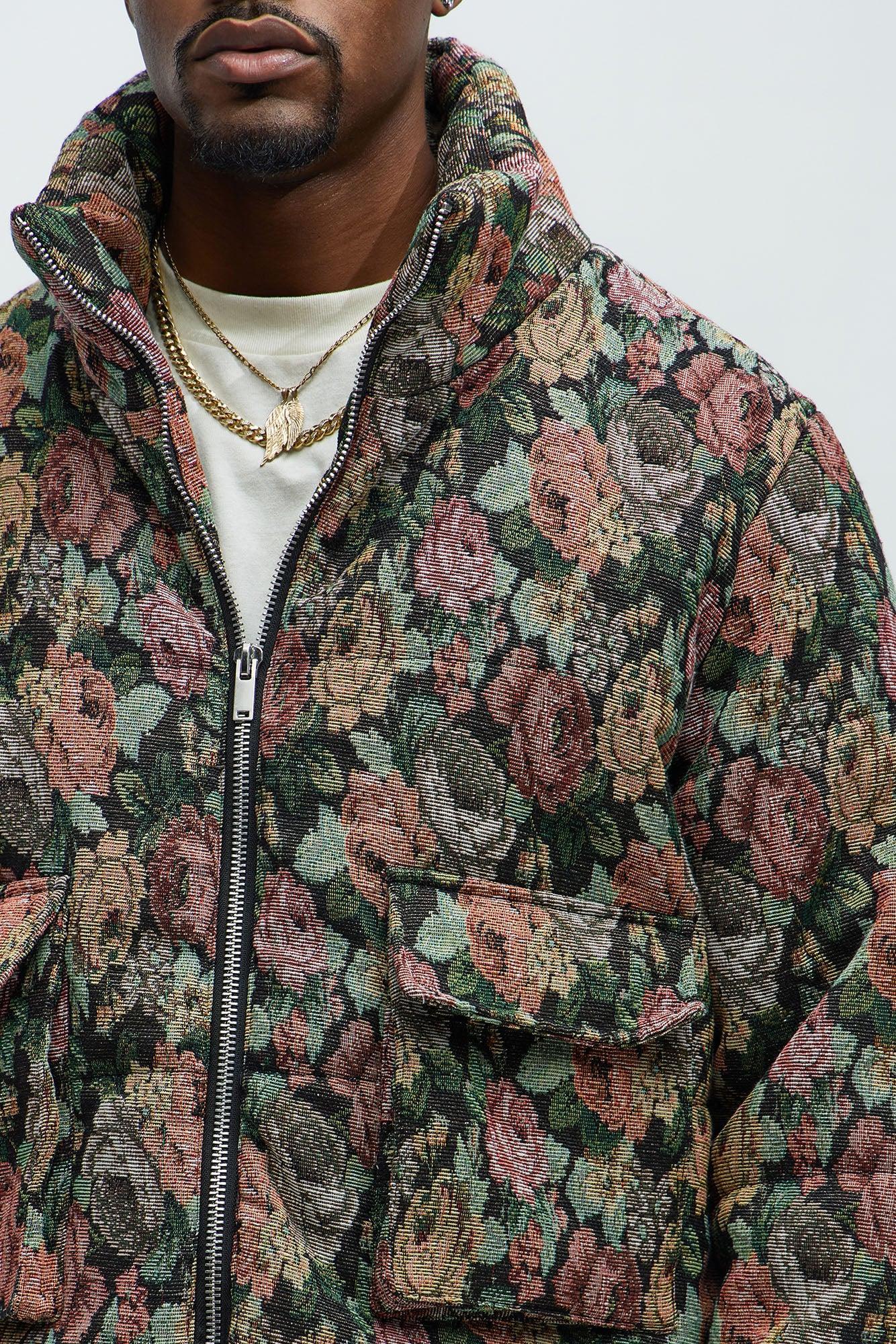 Bellevue Light Weight Cropped Tapestry Puffer - Black/combo Product Image