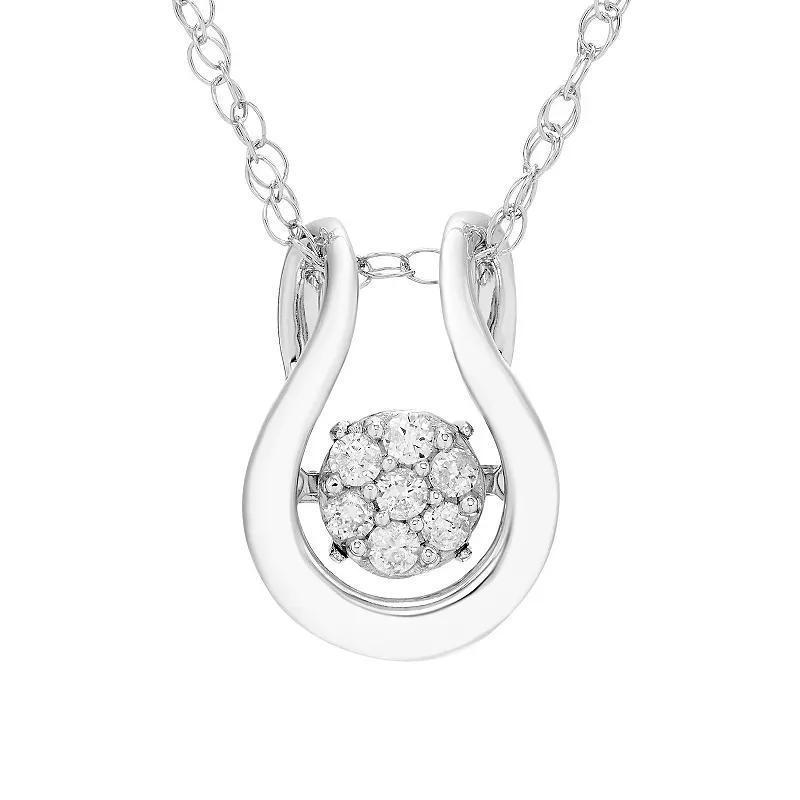 Boston Bay Diamonds Sterling Silver 1/10 Carat T.W. Diamond Lucky Horsehoe Pendant Necklace, Women's, Size: 18" Product Image