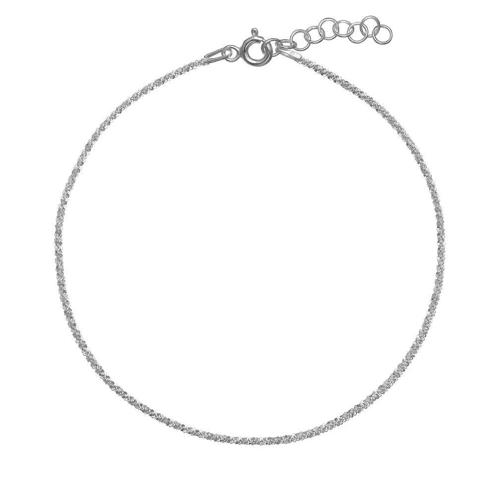 PRIMROSE Sterling Silver Sparkle Chain Anklet, Women's, Size: 9", Silver Tone Product Image