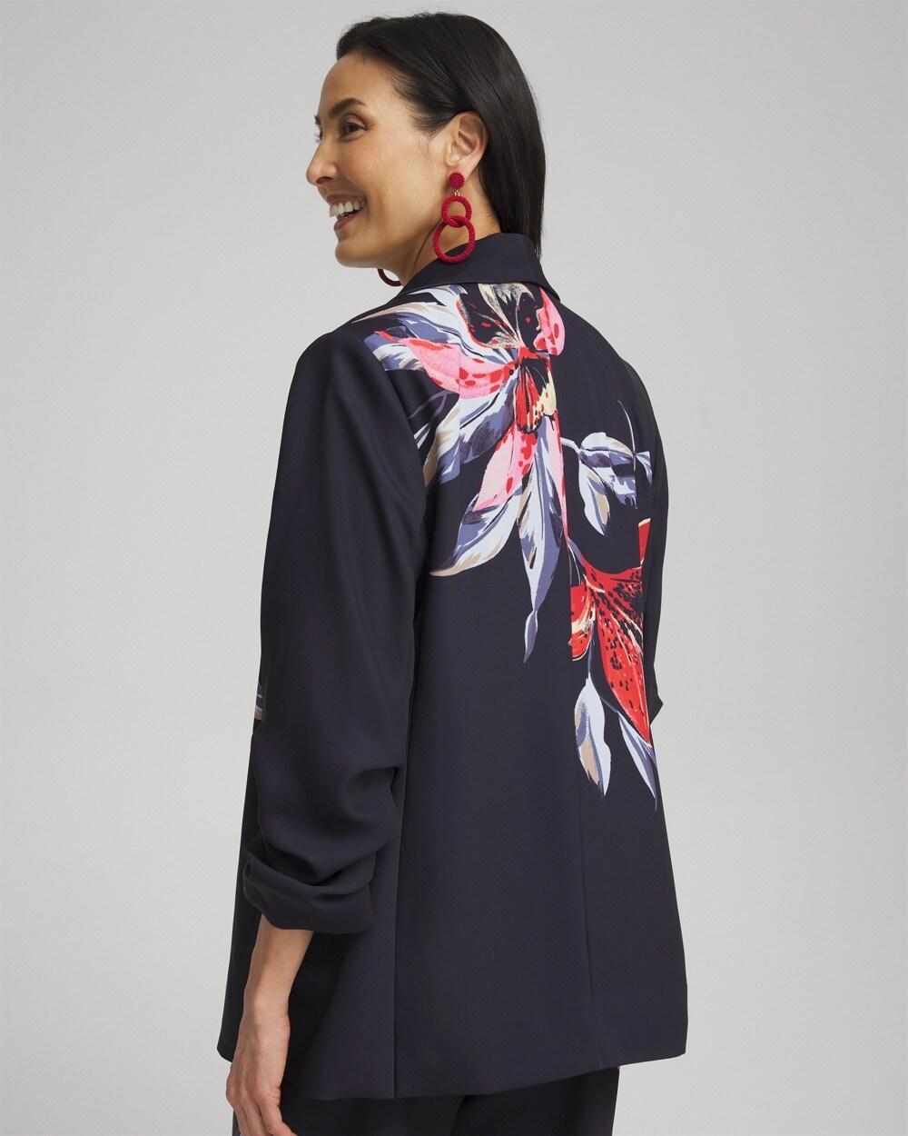 Floral Ruched Sleeve Soft Jacket Product Image