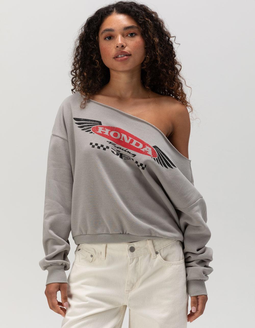 HONDA Off The Shoulder Womens Sweatshirt - GRAY Product Image