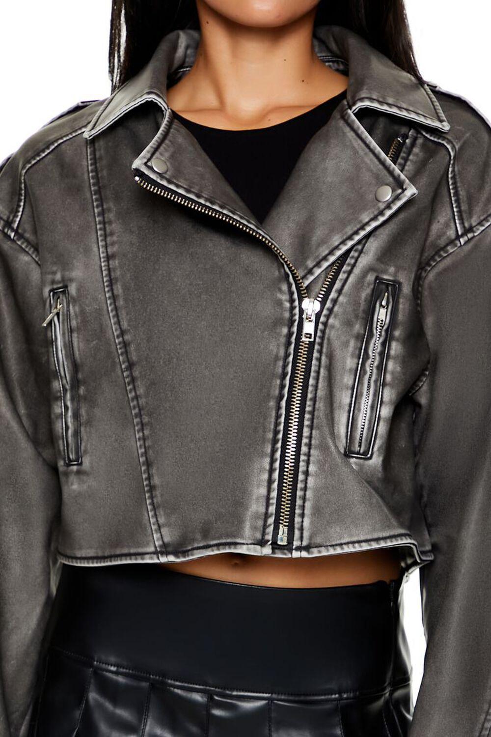 Faux Leather Cropped Moto Jacket | Forever 21 Product Image