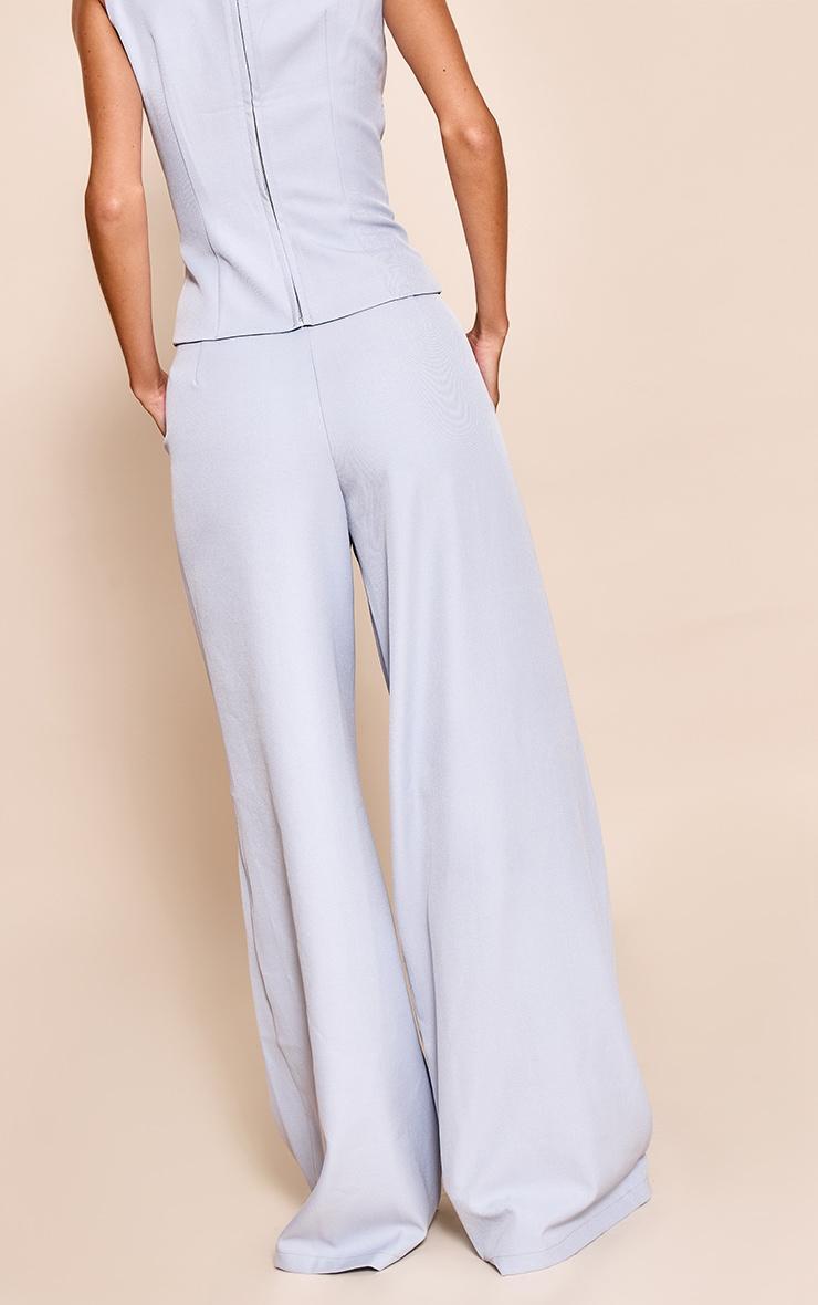 Pale Blue Woven Tailored Wide Leg Pants Product Image