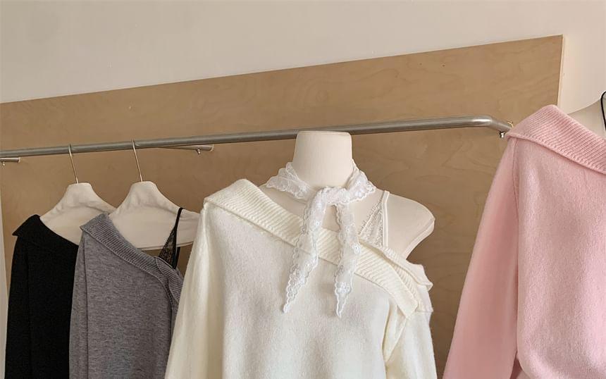 Mock Two-Piece Off Shoulder Sweater Product Image