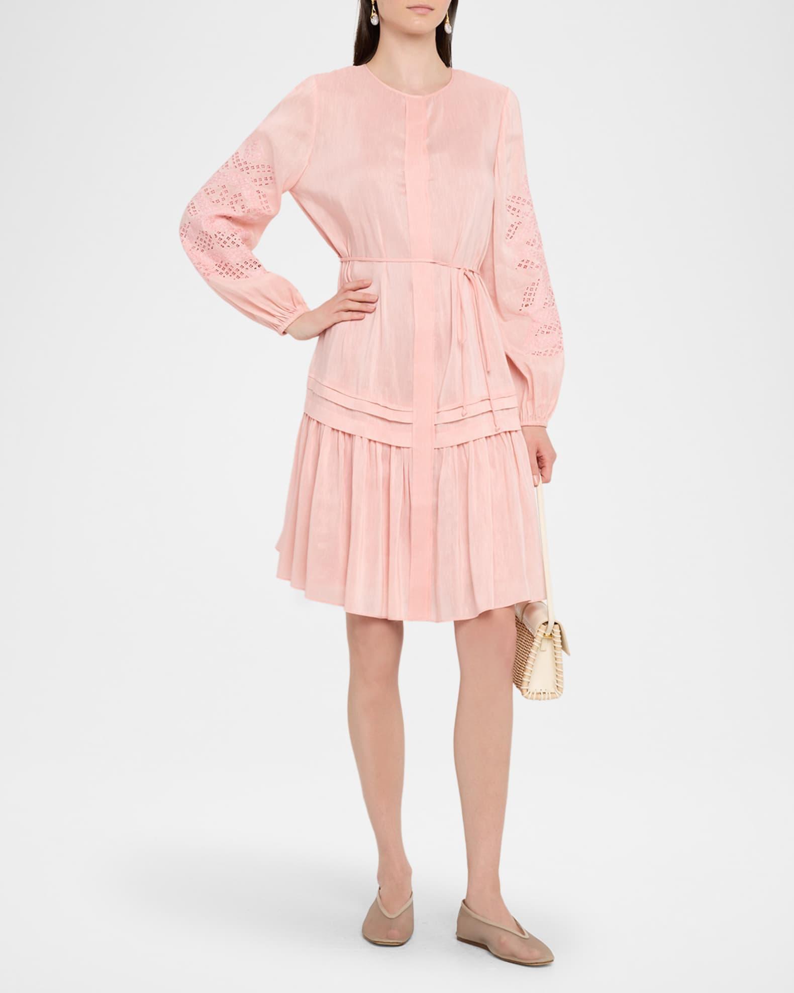 Carrie Eyelet-Embroidered Flounce Midi Dress Product Image
