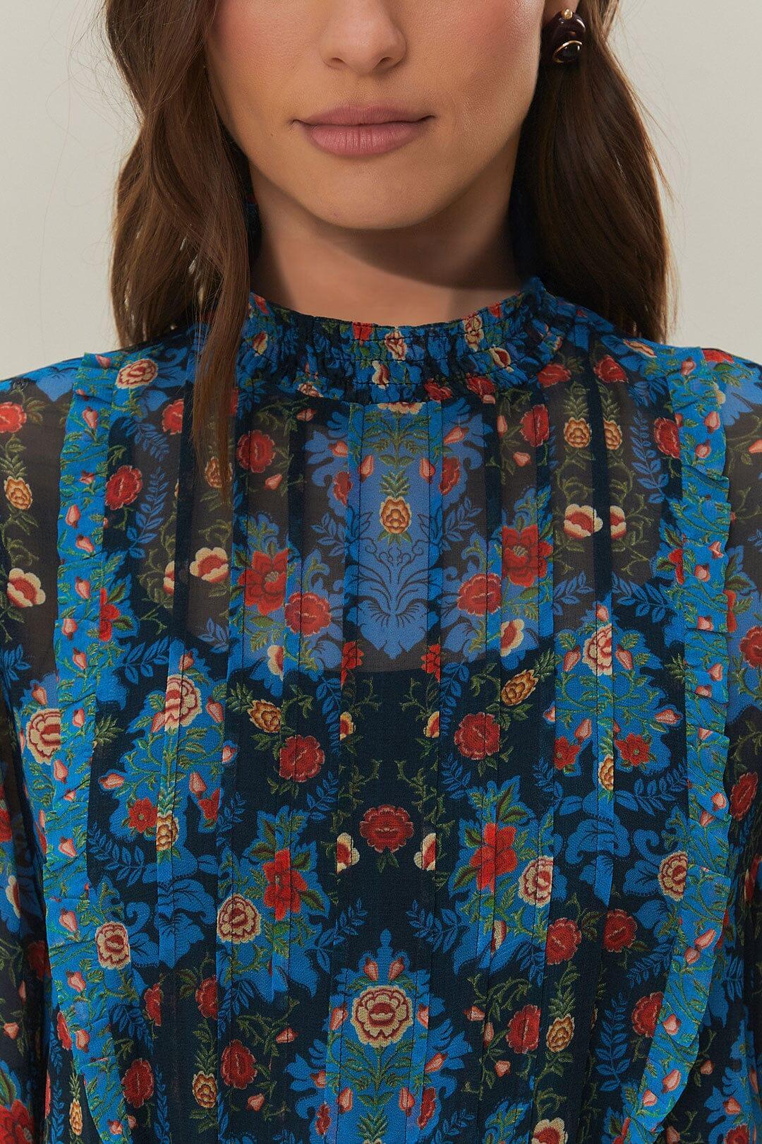 Womens Arabesque Floral Highneck Minidress Product Image
