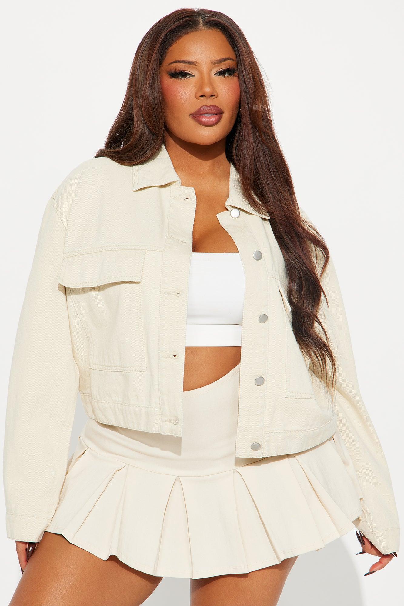 Casual Cool Denim Shacket - Cream Product Image