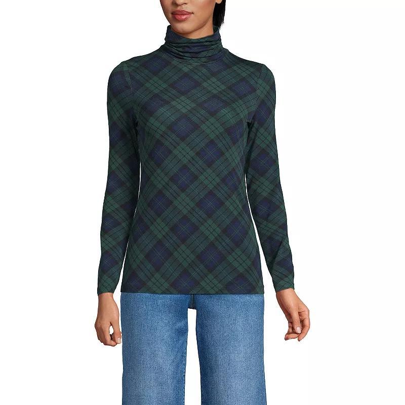 Petite Lands' End Lightweight Fitted Long Sleeve Turtleneck, Women's, Size: Small Petite, Estate Green Grey Product Image
