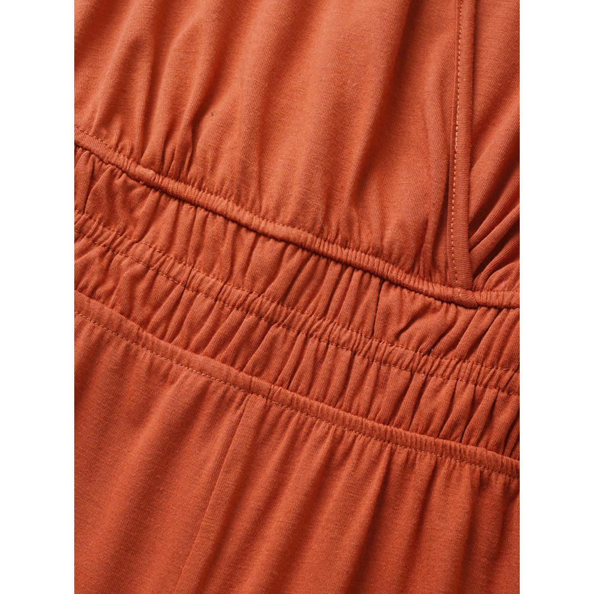 Plus Size OrangeRed Supersoft Essentials Wrap Patched Pocket Tank Jumpsuit Women Casual Sleeveless Overlap Collar Everyday Loose Jumpsuits BloomChic 14-16/1X Product Image