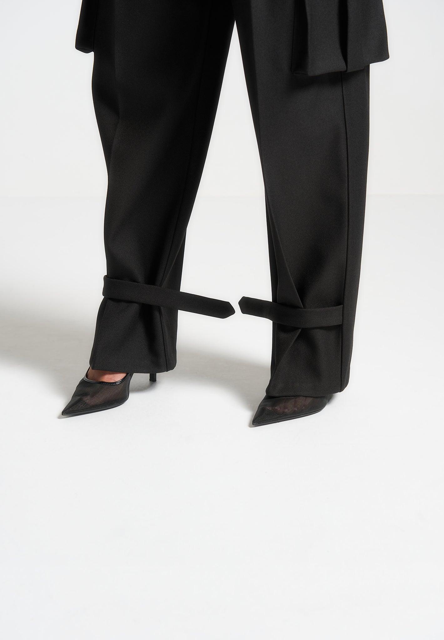 Tailored Pleated Cargo Trousers - Black Female Product Image
