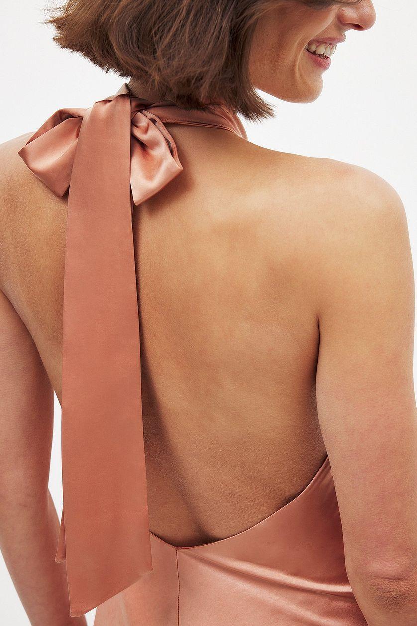 Hammered Satin Tie Back Mini Dress Product Image