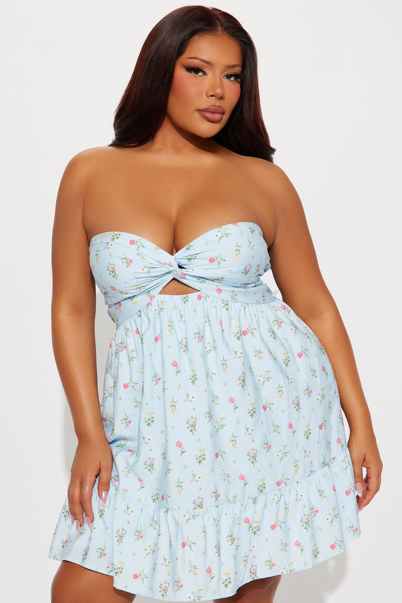 Darla Floral Mini Dress - Blue Product Image