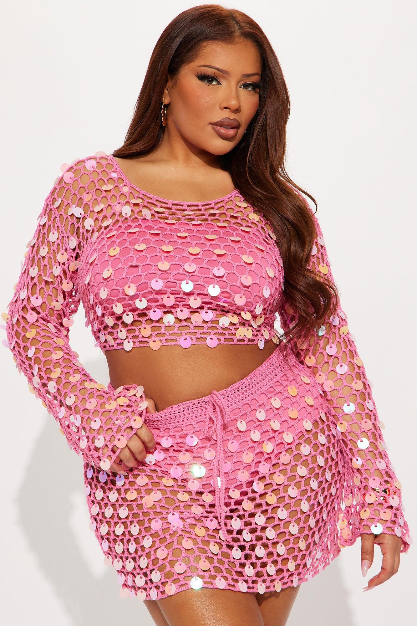 Costa Verde Crochet Skirt Set - Pink Product Image