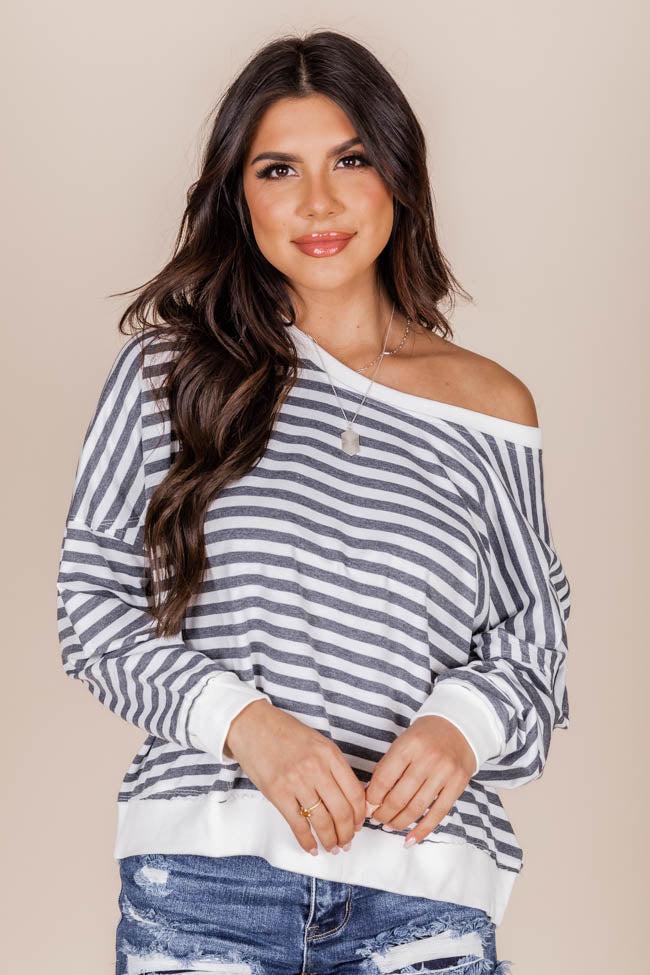 Before You Know It Black And White Striped Pullover FINAL SALE Product Image