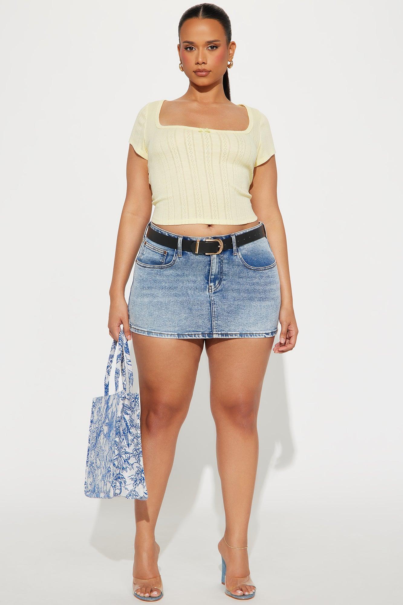 Make Me Blush Lace Trim Top - Yellow Product Image