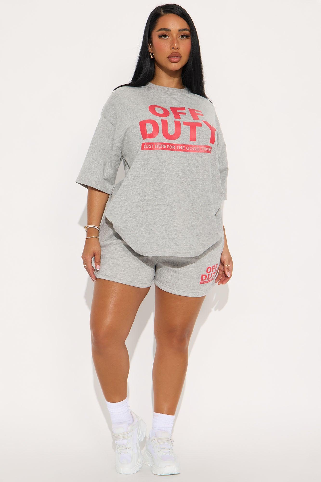 Off Duty Fleece Lounge Short Set - Grey/combo Product Image