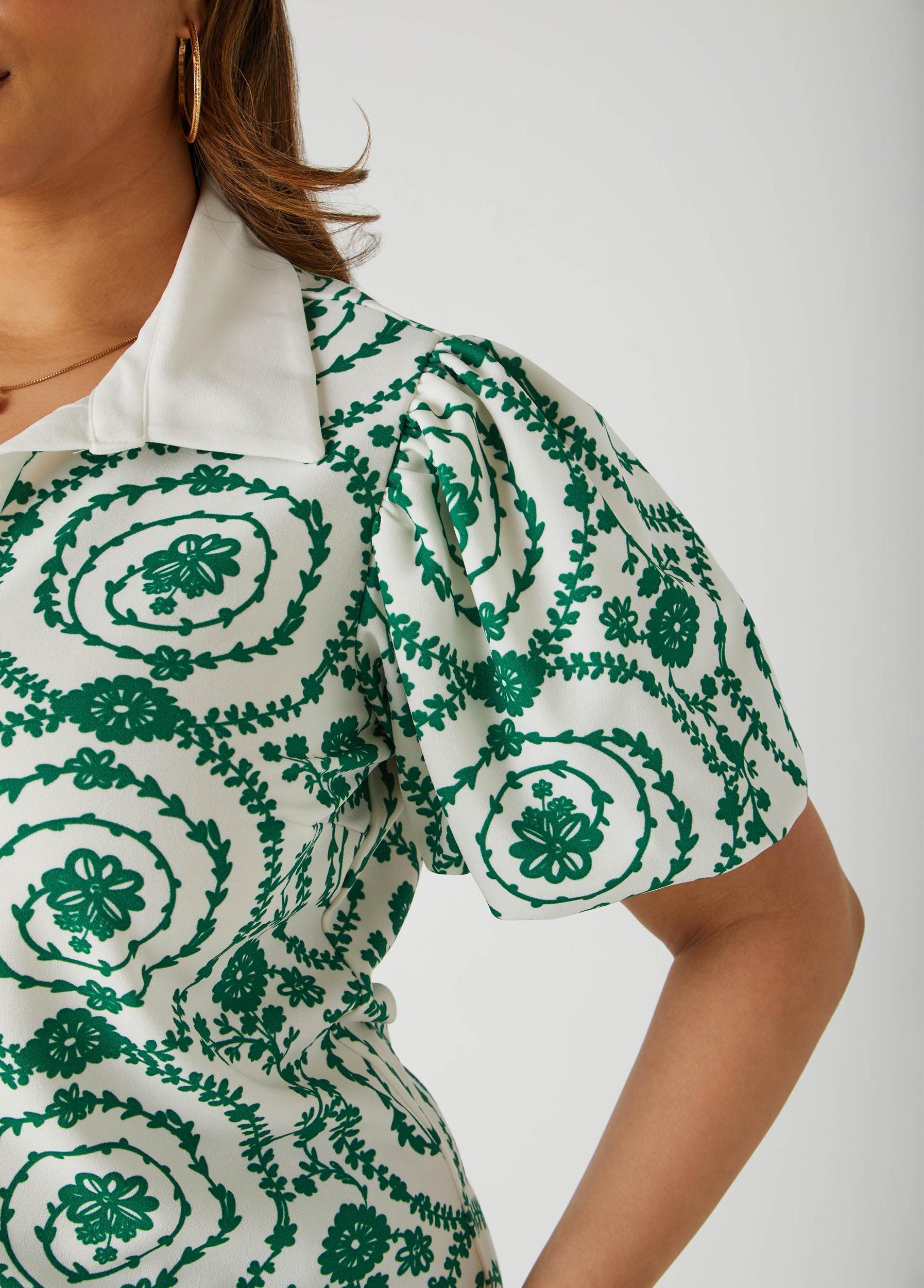 Puff Sleeved Floral Print Shirt Product Image