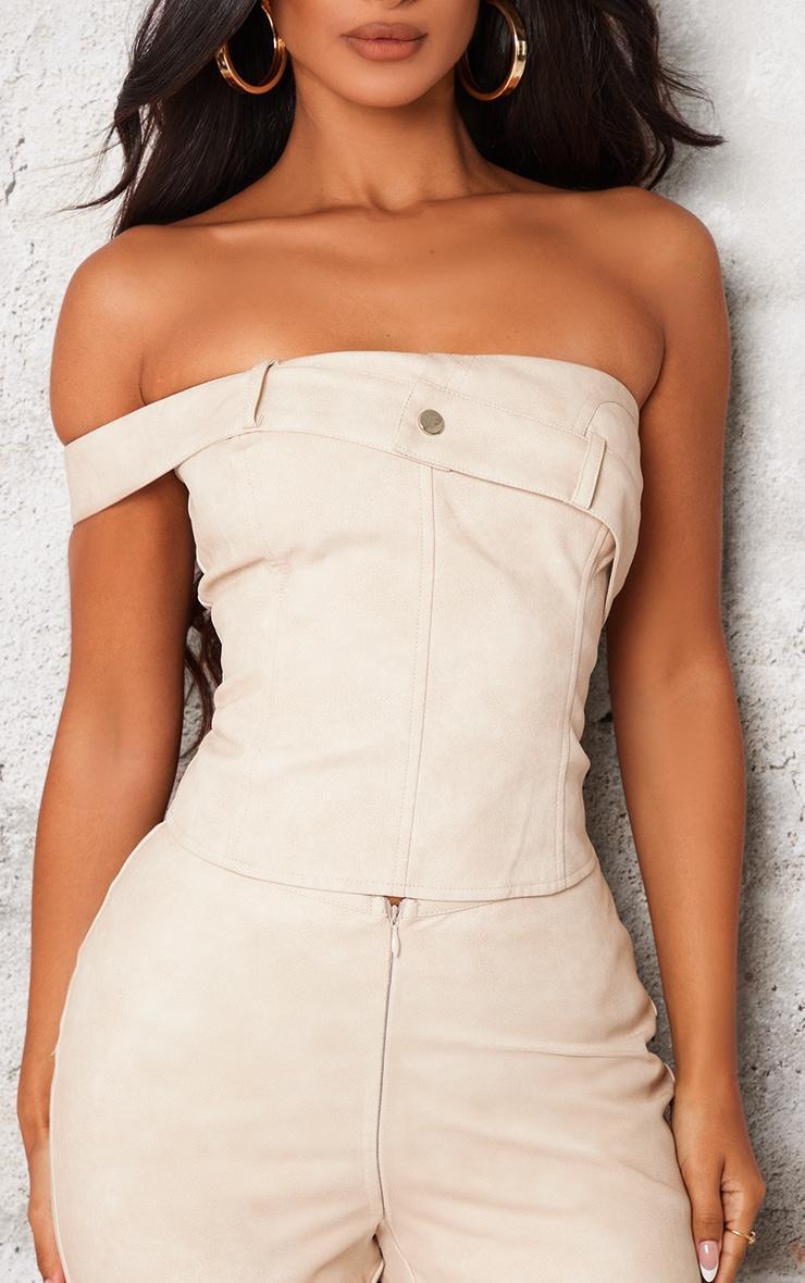 Petite Stone Faux Leather Foldover Strap Detail Top Product Image