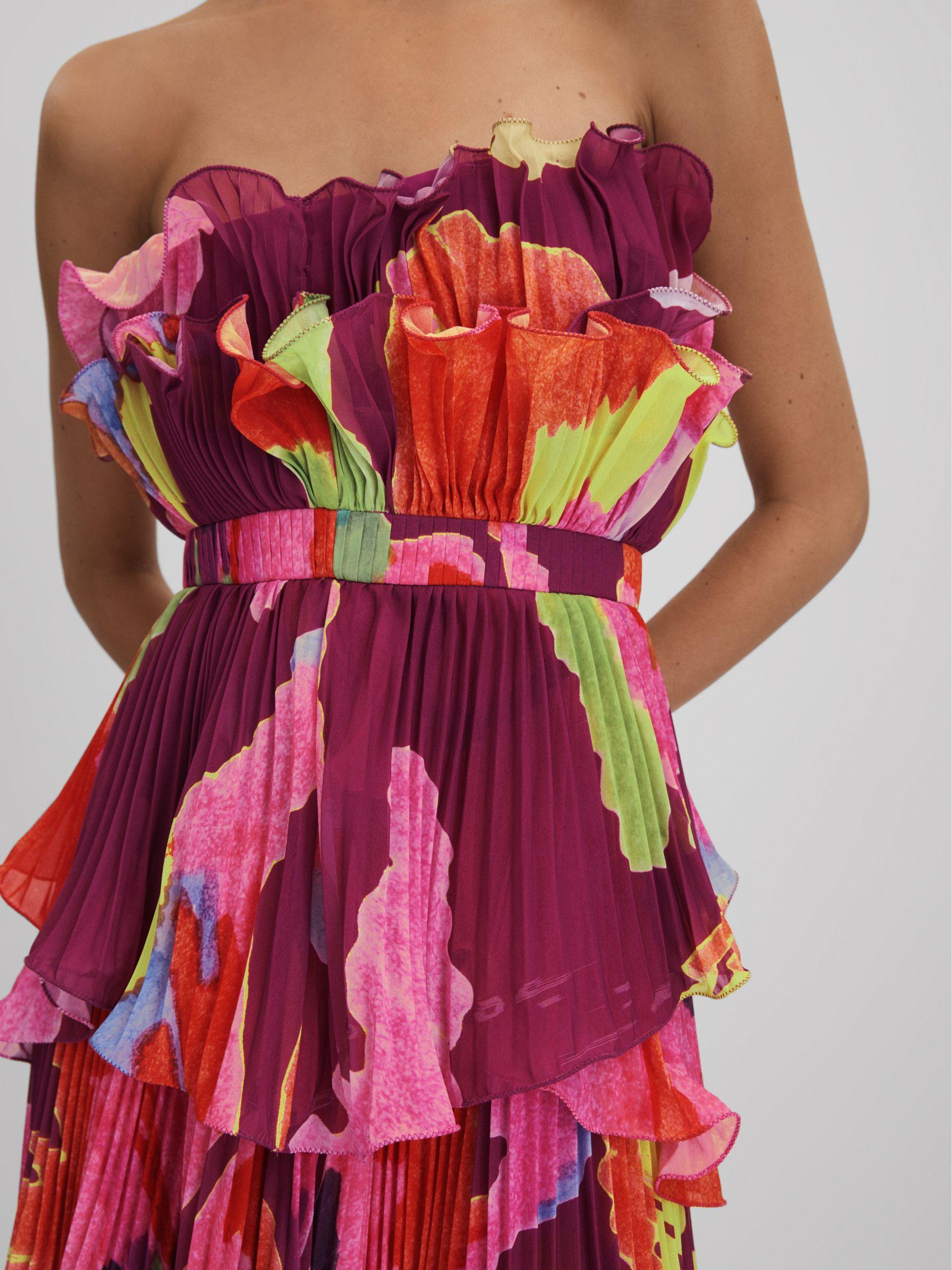 Amur Pleated Strapless Mini Dress in Sangria Flower Product Image