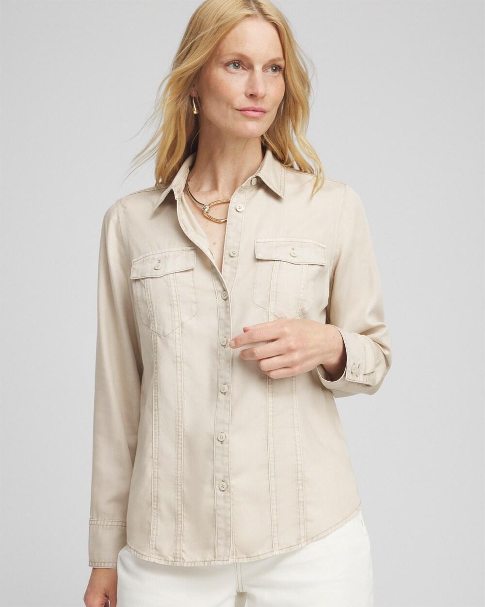 Split Cuff Denim Pocket Shirt Product Image