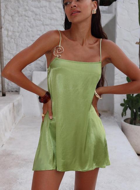 Apple Cider Mini Dress Green Product Image