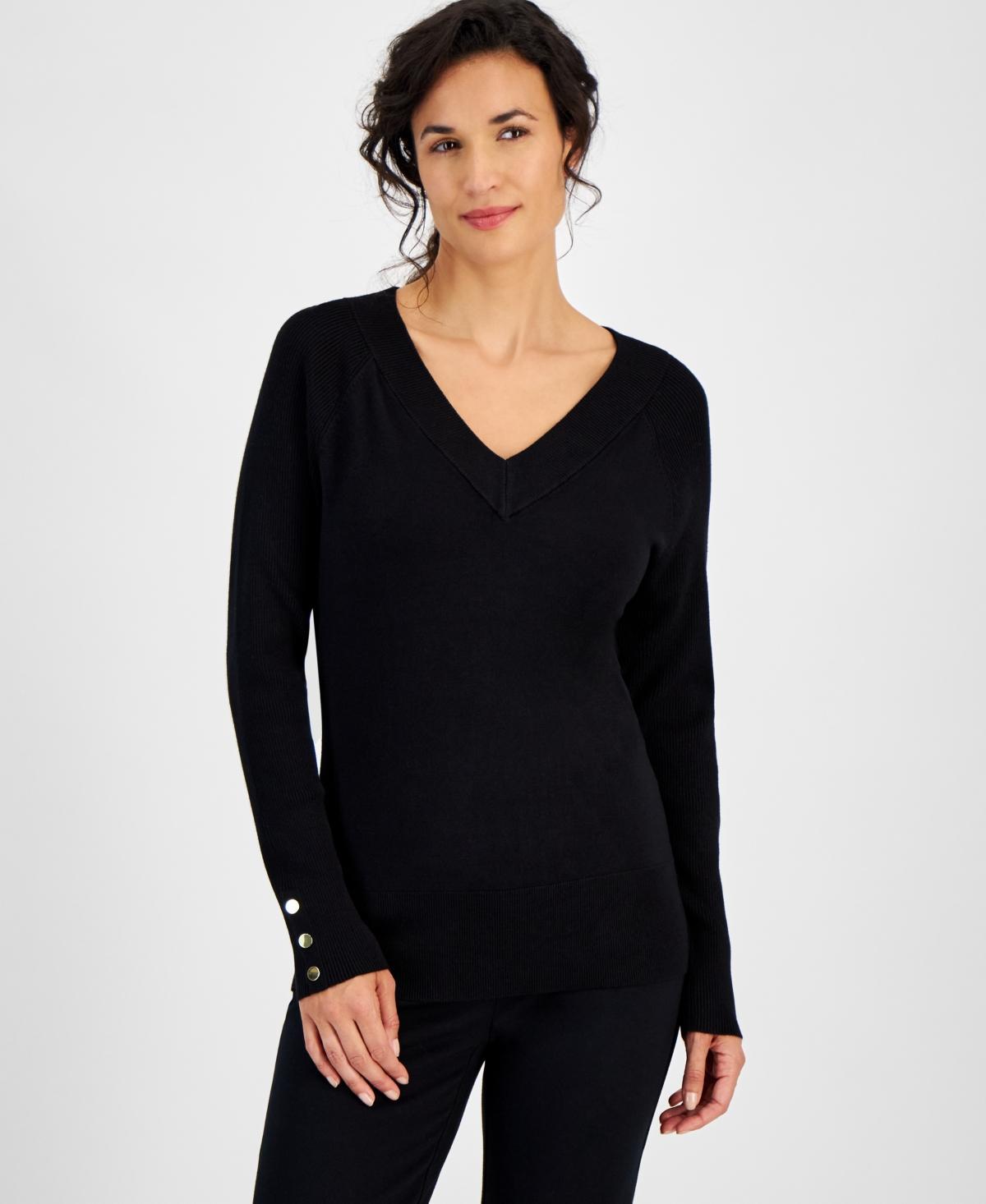 Jm Collection Womens V-Neck Core Long-Sleeve Sweater, Created for Macys Product Image