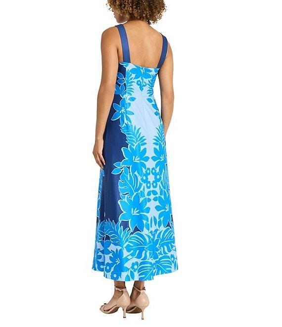 Maggy London Square Neck Tropical Scarf Print Maxi Dress Product Image