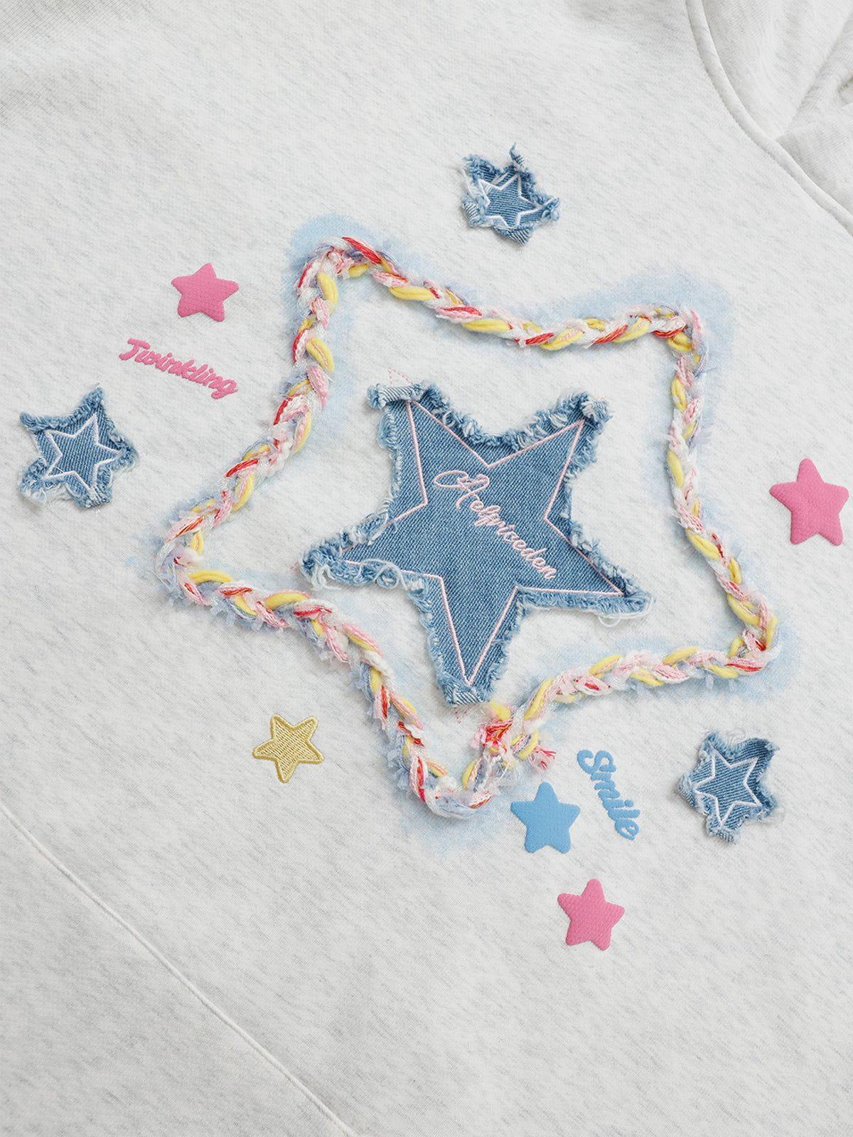 Aelfric Eden Denim Star Applique Hoodie Product Image