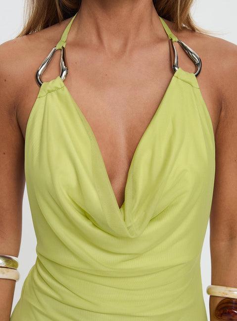 Rhaenyra Halter Maxi Dress Green Product Image