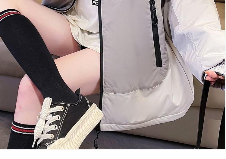 Two Tone Hooded Zip-Up Jacket Product Image
