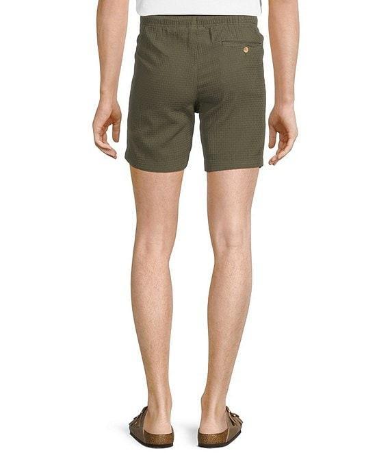 Rowm Flat Front Drawstring Garment Dyed Solid 7#double; Inseam Waffle Shorts Product Image