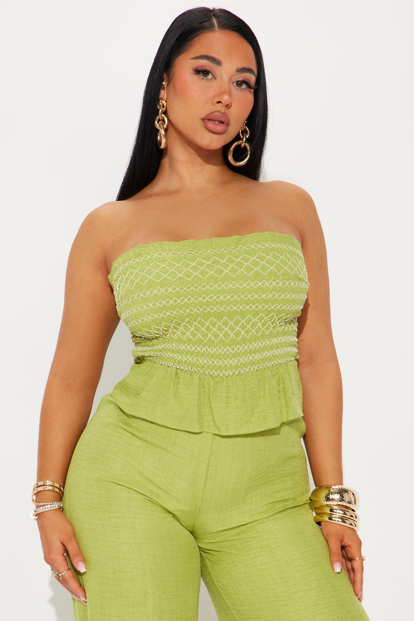 Dannika Strapless Jumpsuit - Chartreuse Product Image