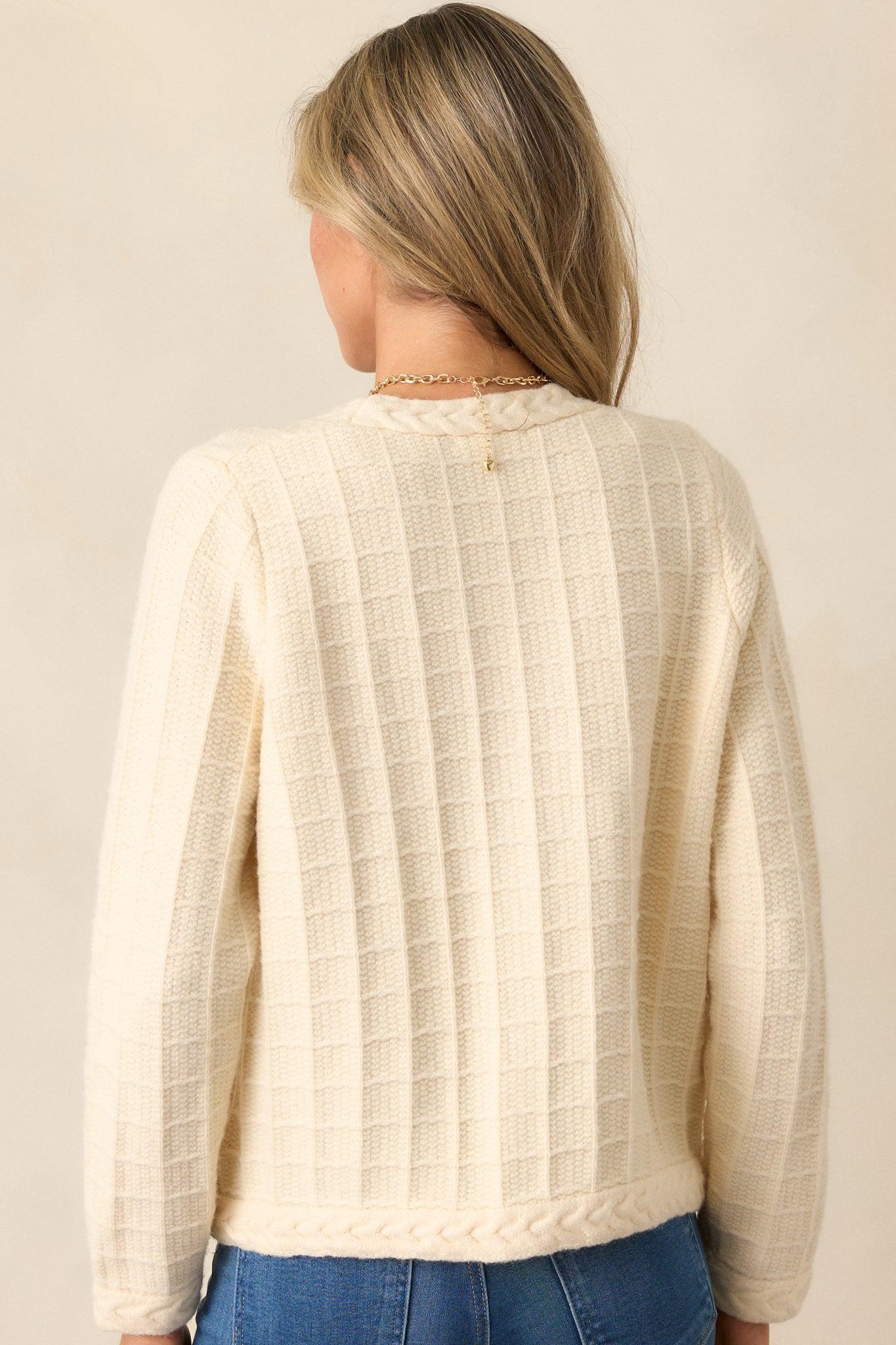 Quiet Days Ivory Cable Knit Cardigan Product Image