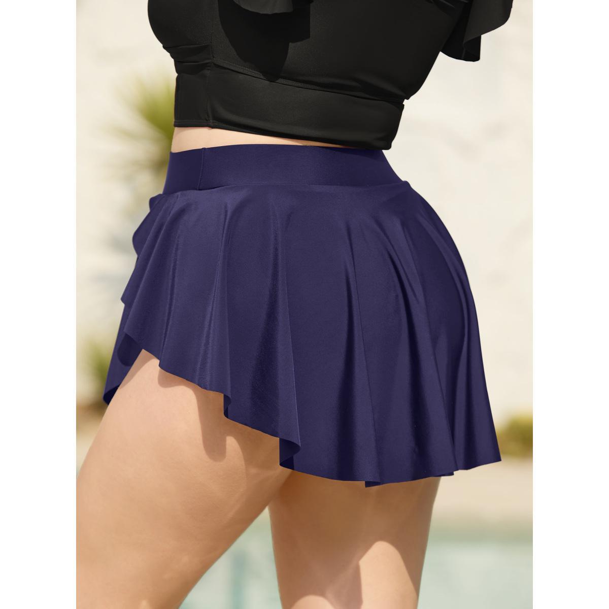 Plus Size Layered Hips Coverage Slit Swim Bottoms Women's Swimwear Deepred Beach Slit High stretch Bodycon High Rise Curve Swim Bottoms BloomChic 18-20/2X Product Image