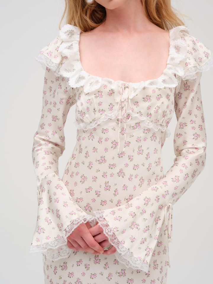 Pastel Fields Midi Dress — Ivory Product Image