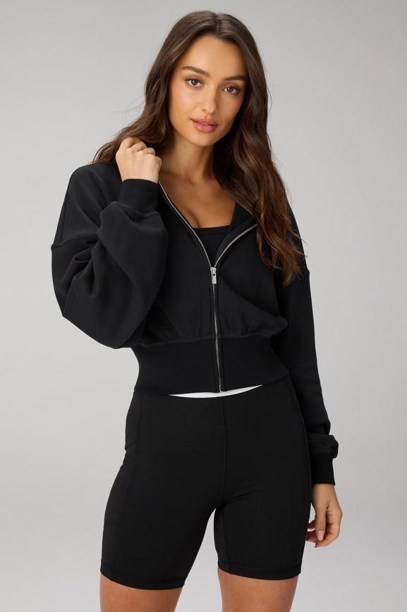 Year Round Terry Cropped Full-Zip Hoodie Product Image