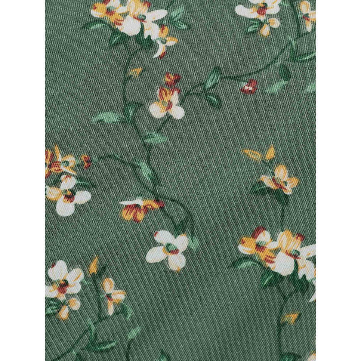 Plus Size Ditsy Floral Print Zipper Fly Cropped Skirt Women Mint Elegant Non No stretch Everyday Skirts BloomChic 14-16/1X Product Image