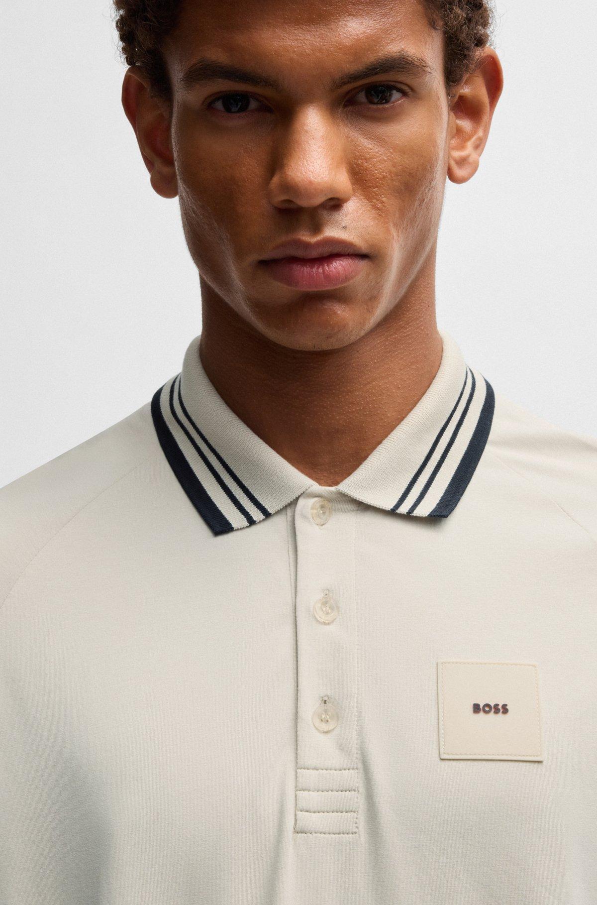 Paddy stretch-cotton polo shirt with striped collar Product Image