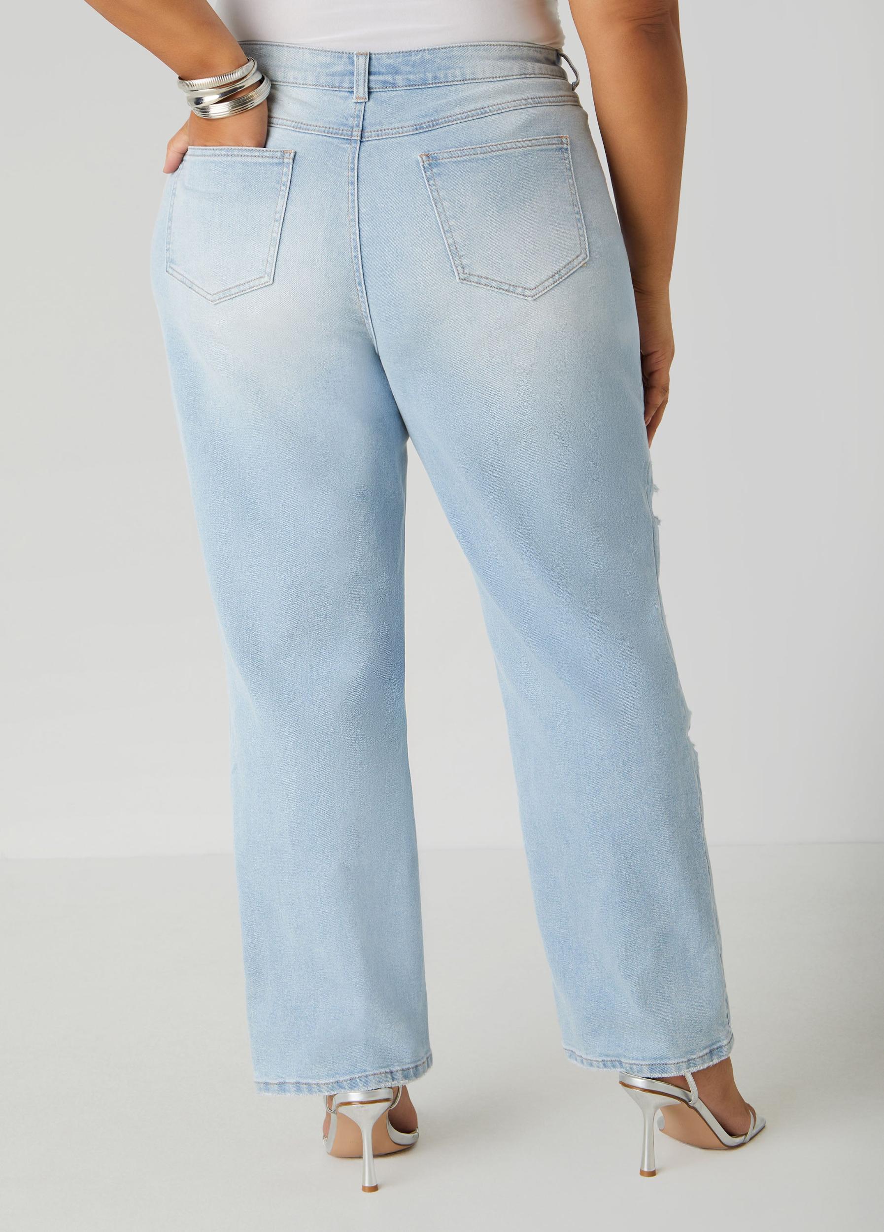 Mesh Paneled Distressed Jeans Product Image
