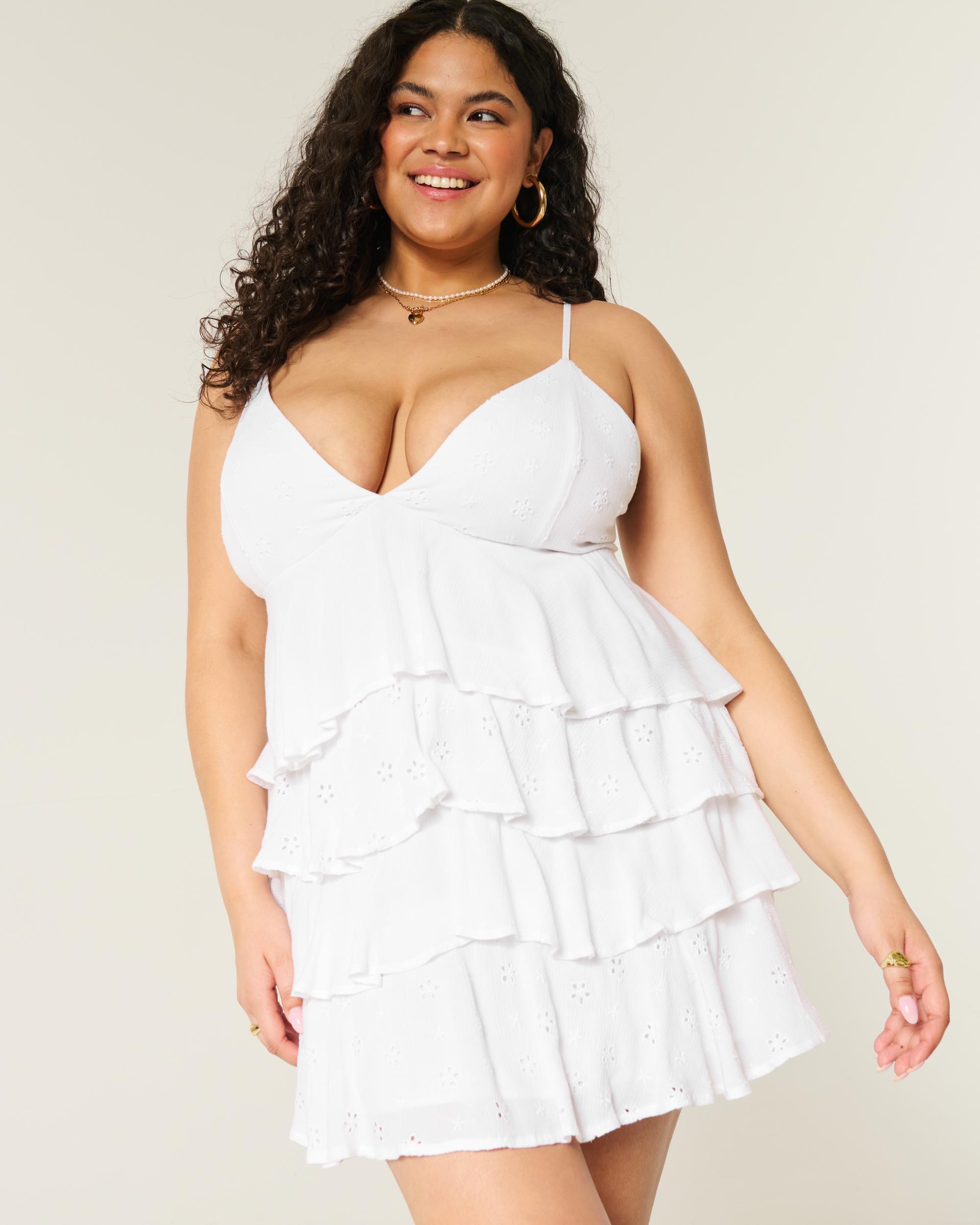 V-Neck Ruffled Tier Babydoll Mini Dress Product Image