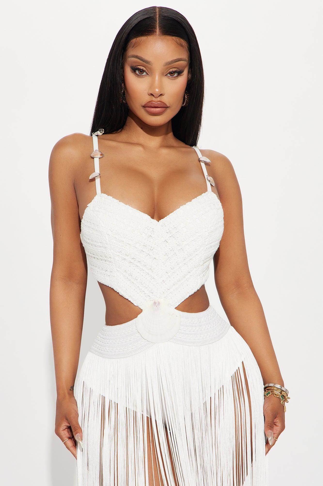 Alana Fringe Maxi Dress - White Product Image