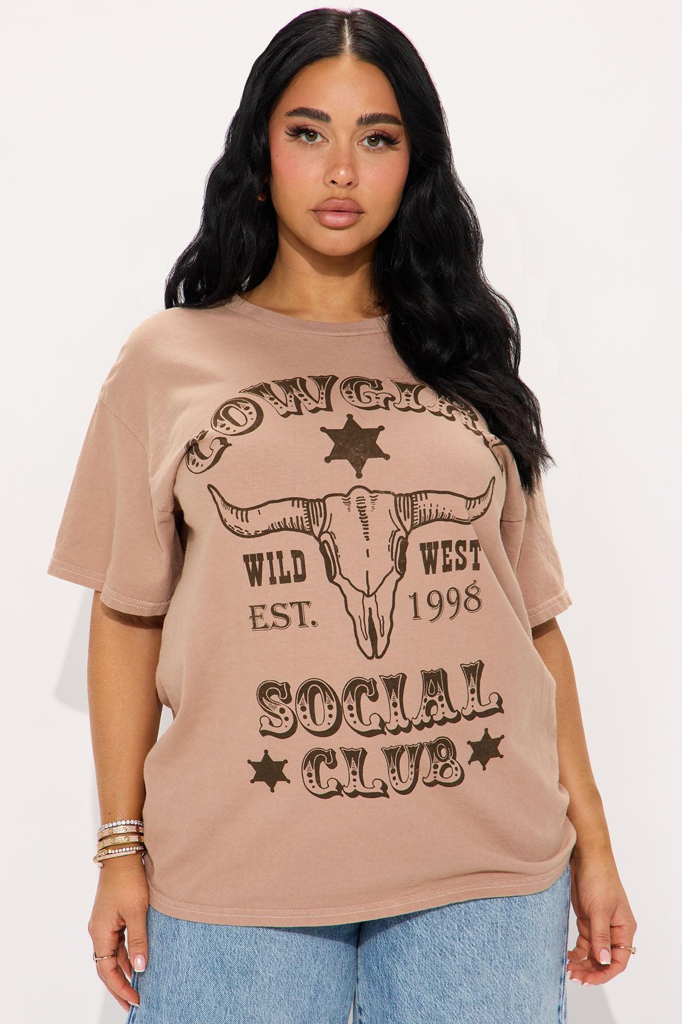 Cowgirls Social Club Oversized Tee - Sand Product Image