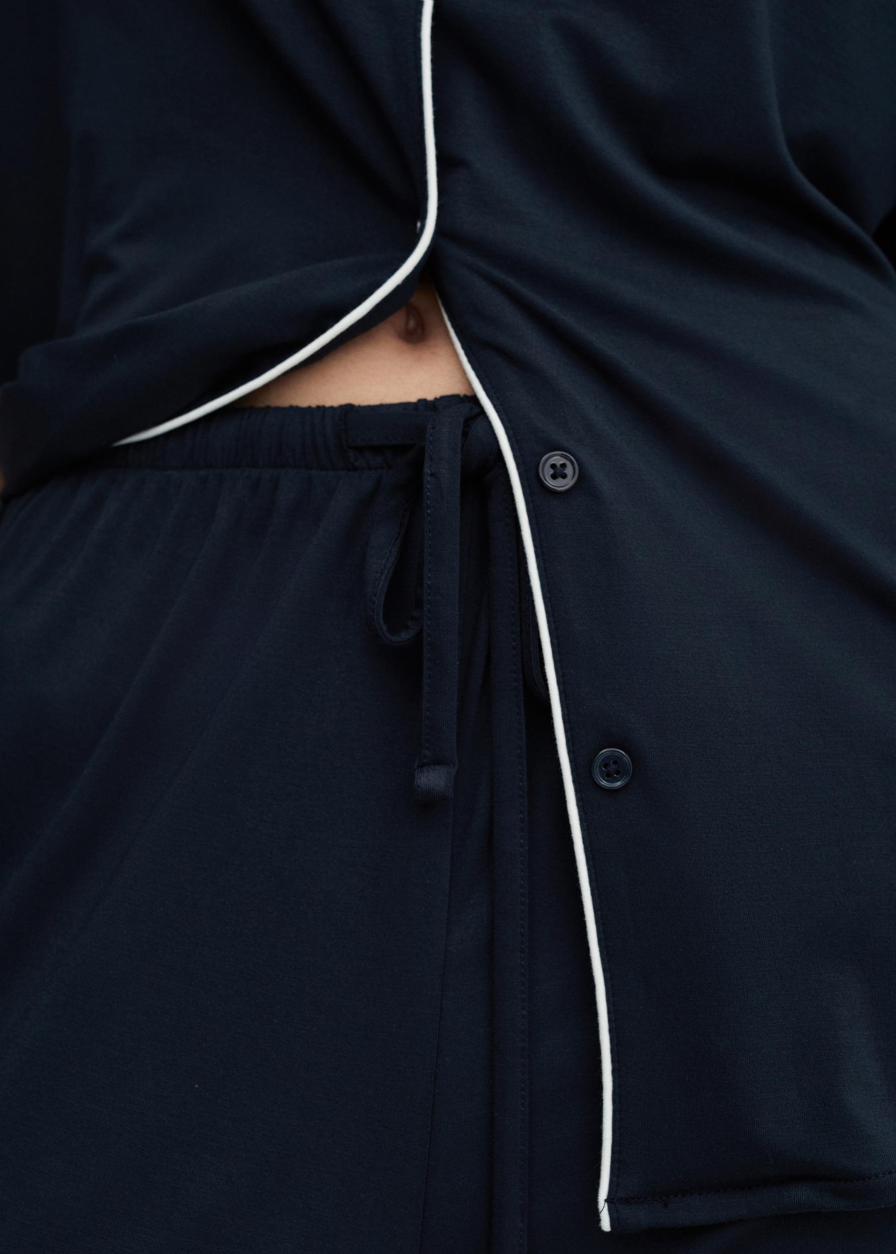 Two-piece pyjamas with piping - Women | MANGO USA Product Image