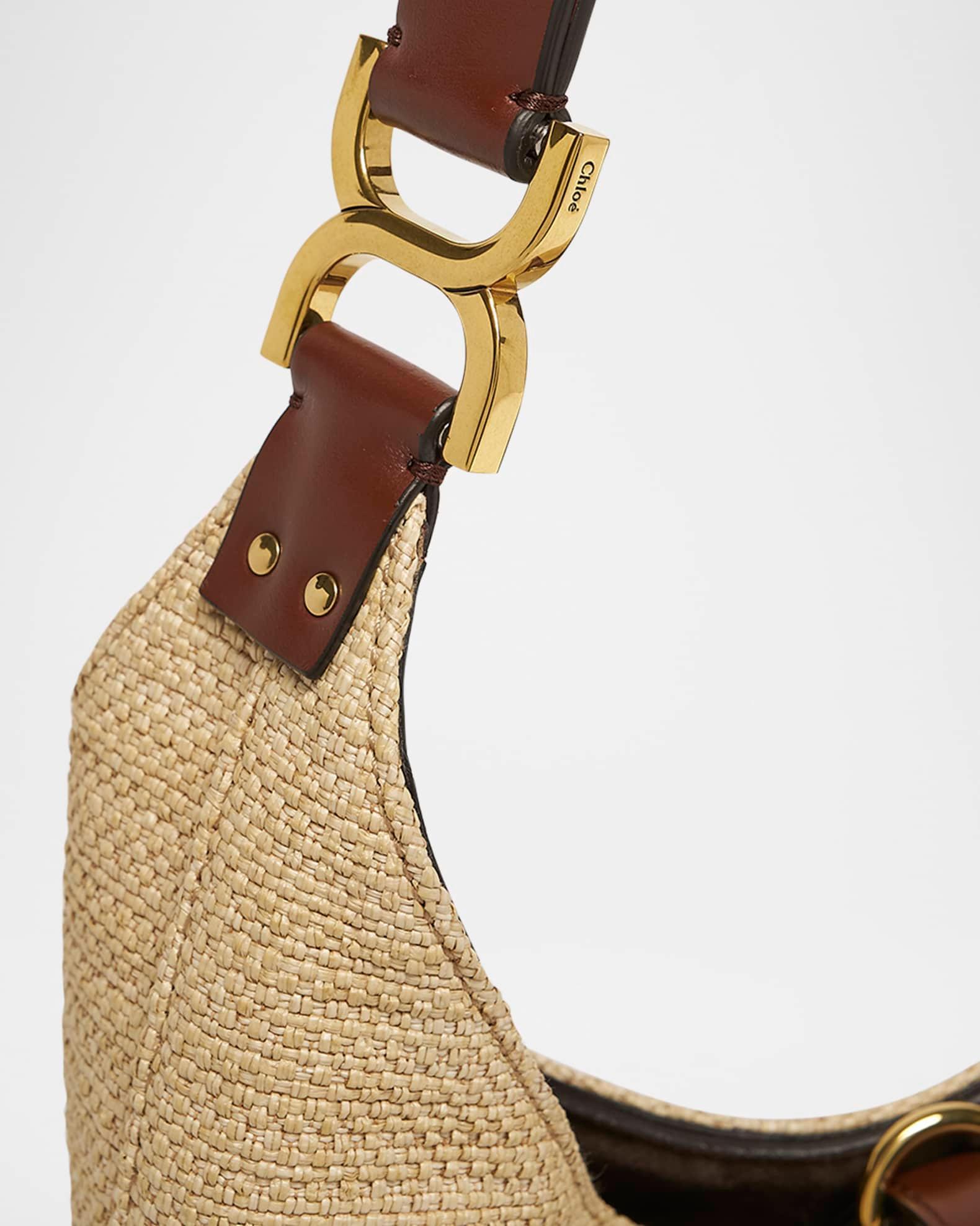 Marcie Shoulder Bag in Raffia Fabric and Leather  Product Image