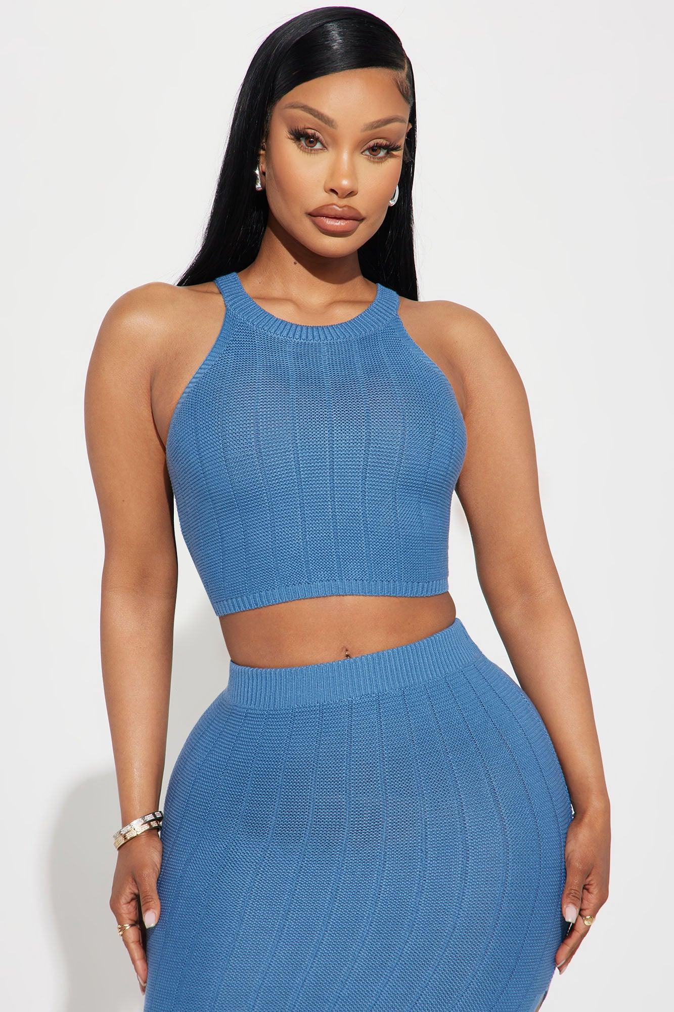 Elnora Sweater Skirt Set - Blue Product Image