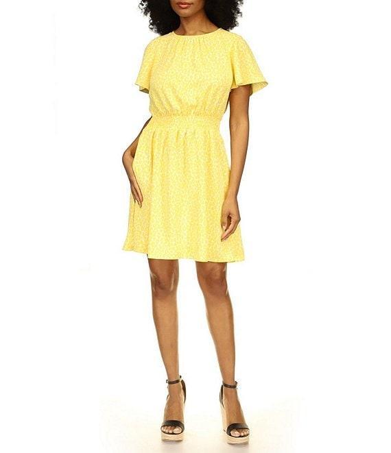 Michael Kors Cheetah Print Crew Neckline Short Sleeve Dress Product Image