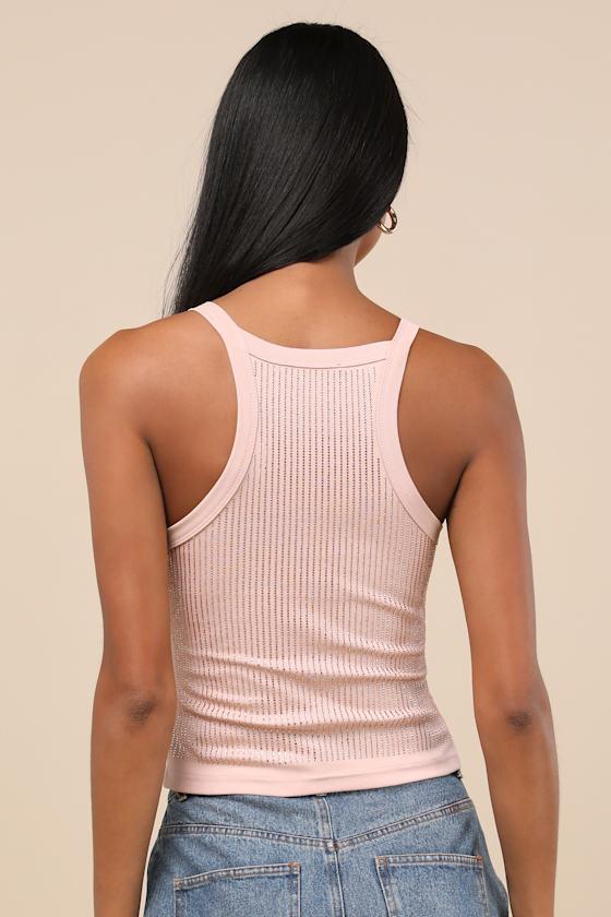 Amata Blush Rhinestone Racerback Tank Top Product Image