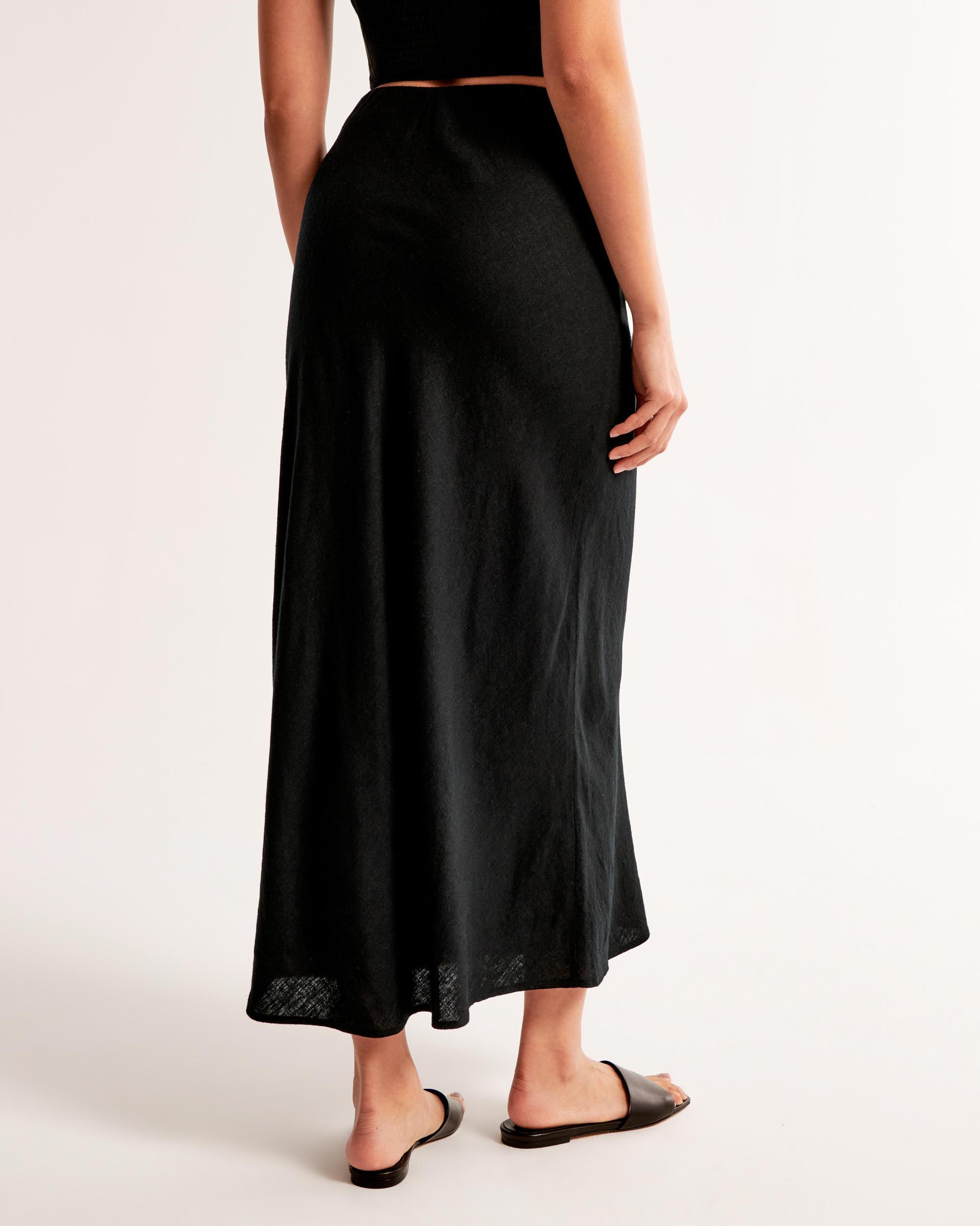 Linen-Blend Column Maxi Skirt Product Image